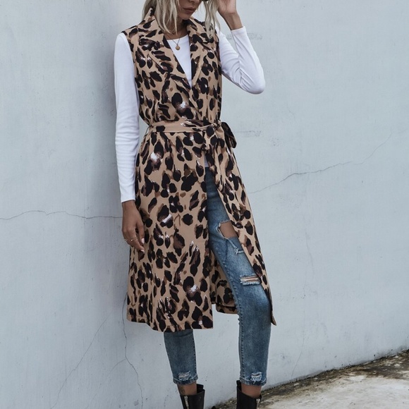Leopard Print Long Vest - Picture 2 of 6